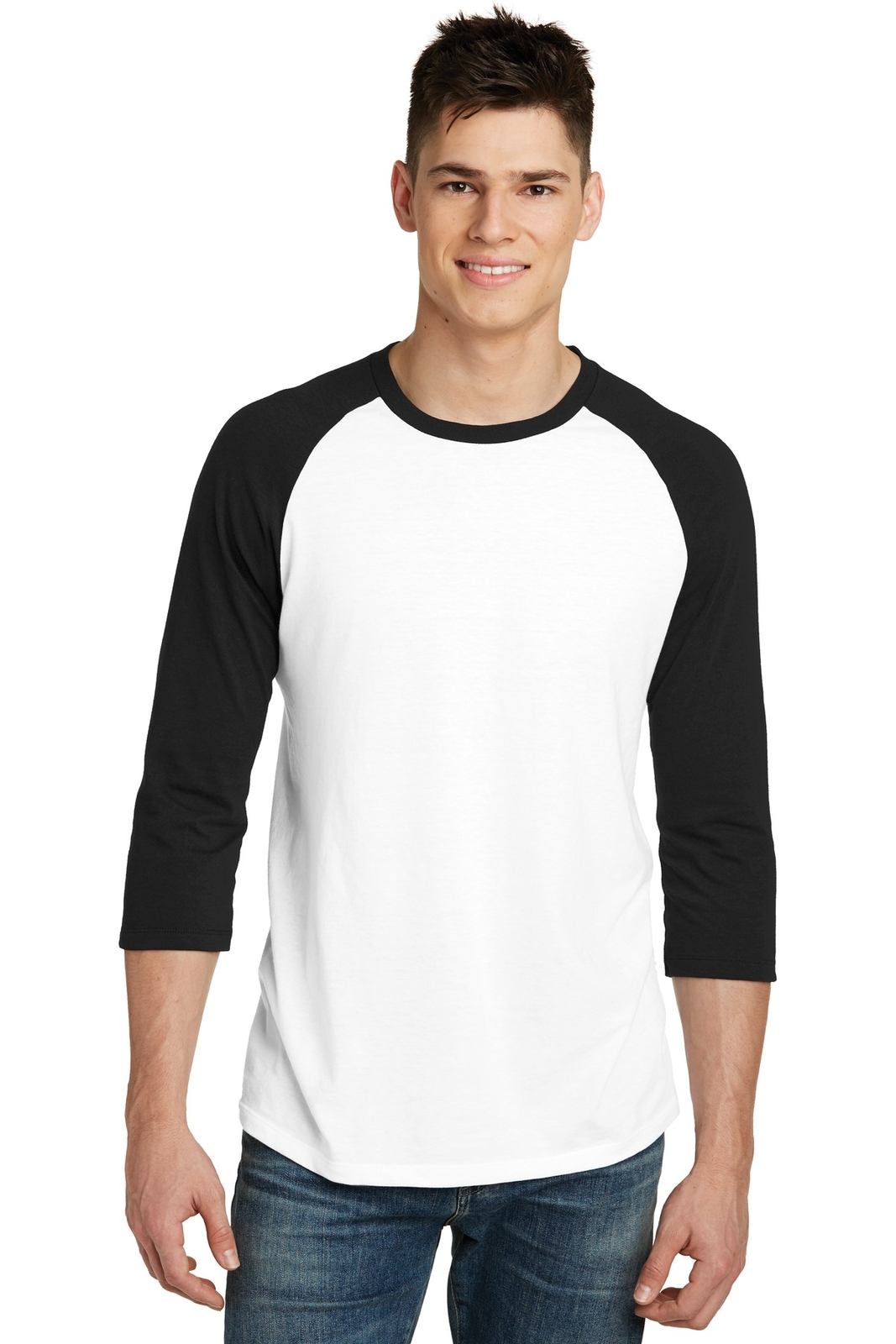 District DT6210 Mens Raglan Sleeve Very Important Stylish Colorblock T-Shirt