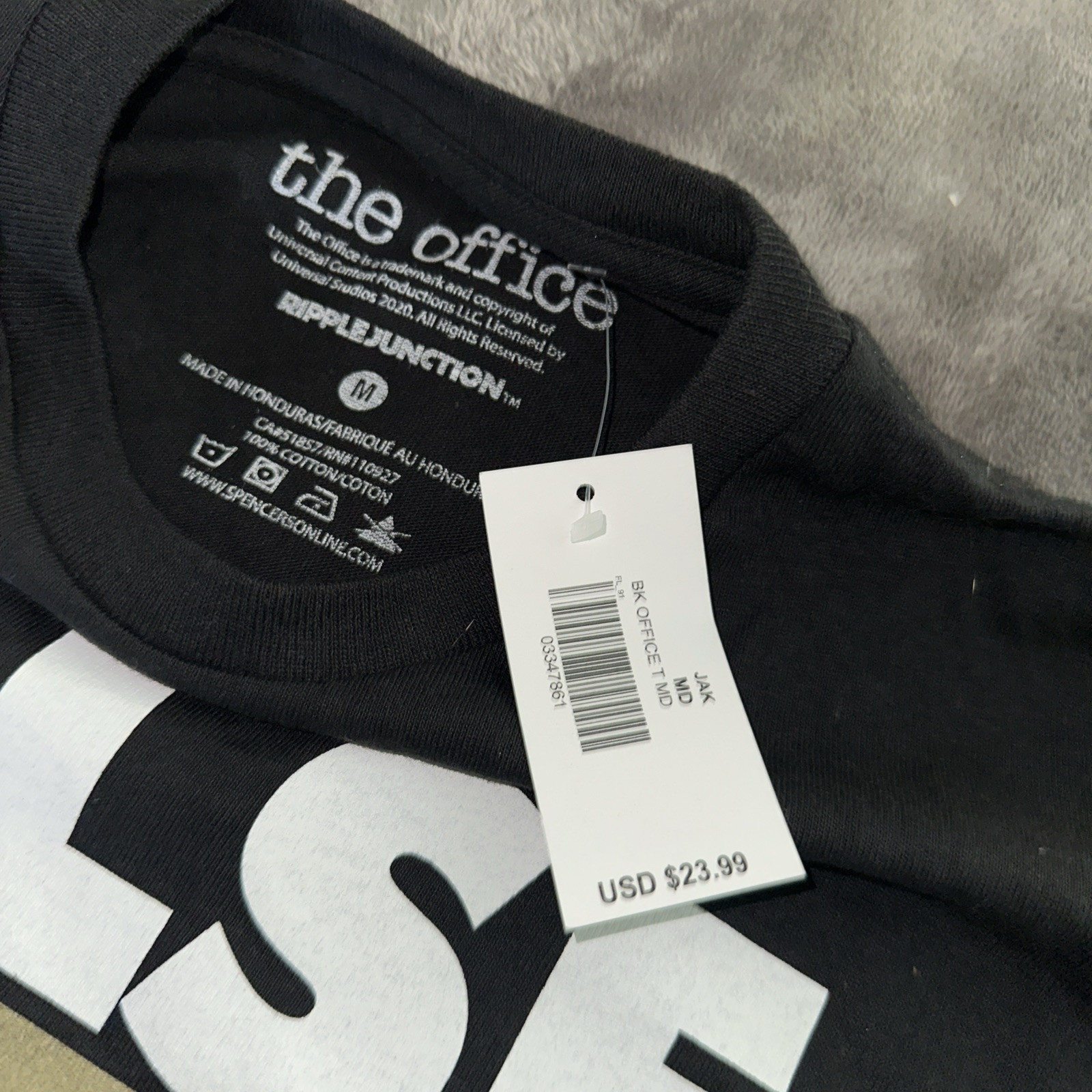 The Office “FALSE” Dwight Schrute Sz M Black Short Sleeve Ripple Junction NWT