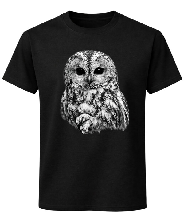 Tawny Owl Illustration Art Unisex T-Shirt Abstract Wildlife Lover Tee