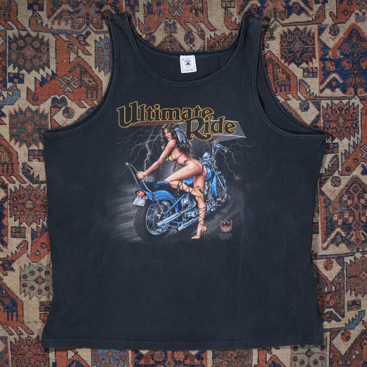 Vtg 90s Ultimate Ride American Biker Tank Top 3D Emblem Motorcycle Delta USA XL