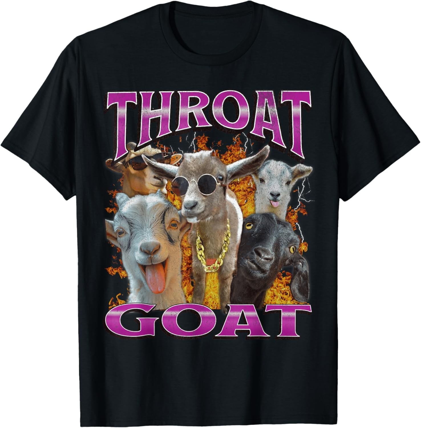 Unisex-Adults Throat Goat Funny Offensive Adult Humor Bootleg Y2K Graphic T-Shir