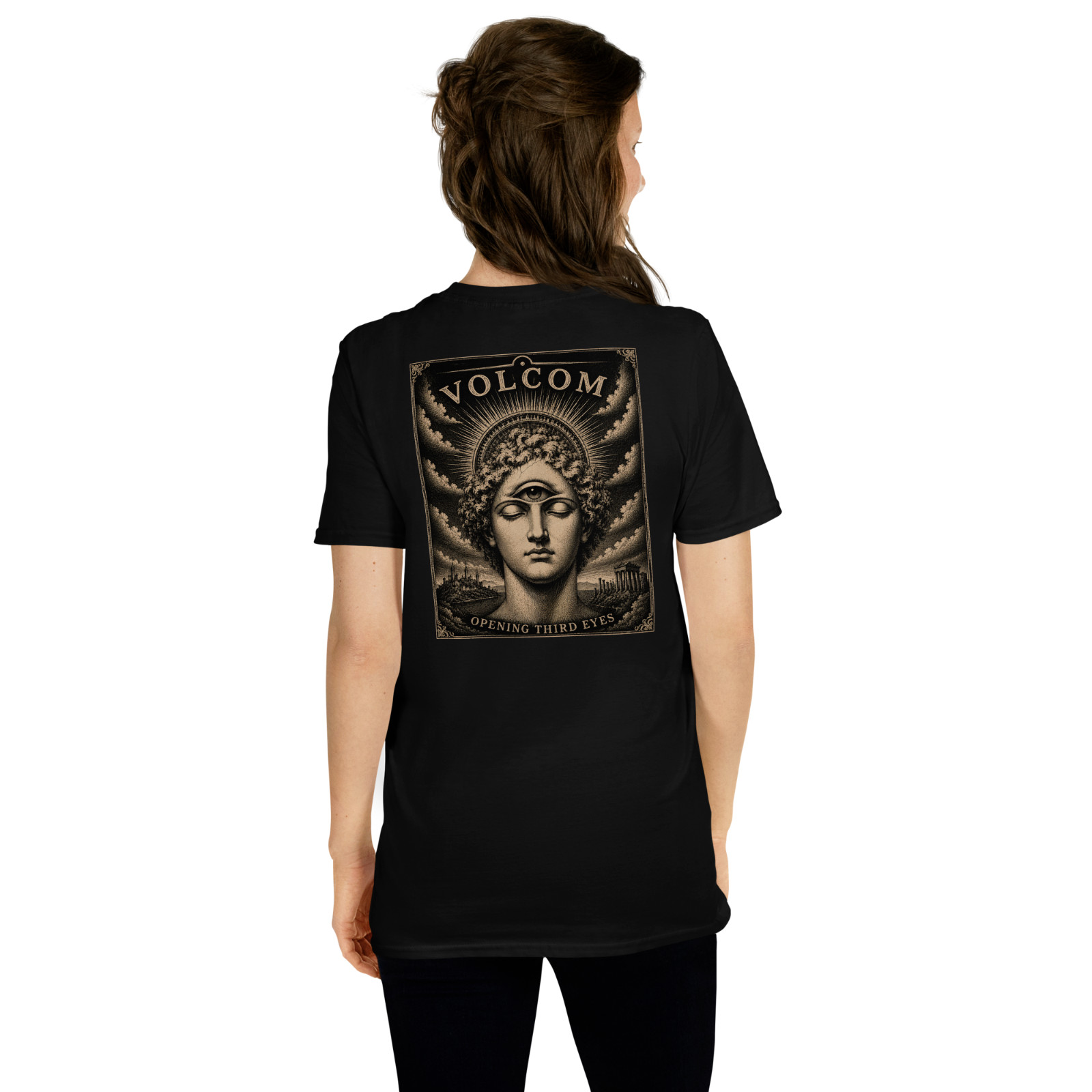 Volcom Opening Third Eyes T Shirt Gothic Vintage Eye Graphic Black Tee