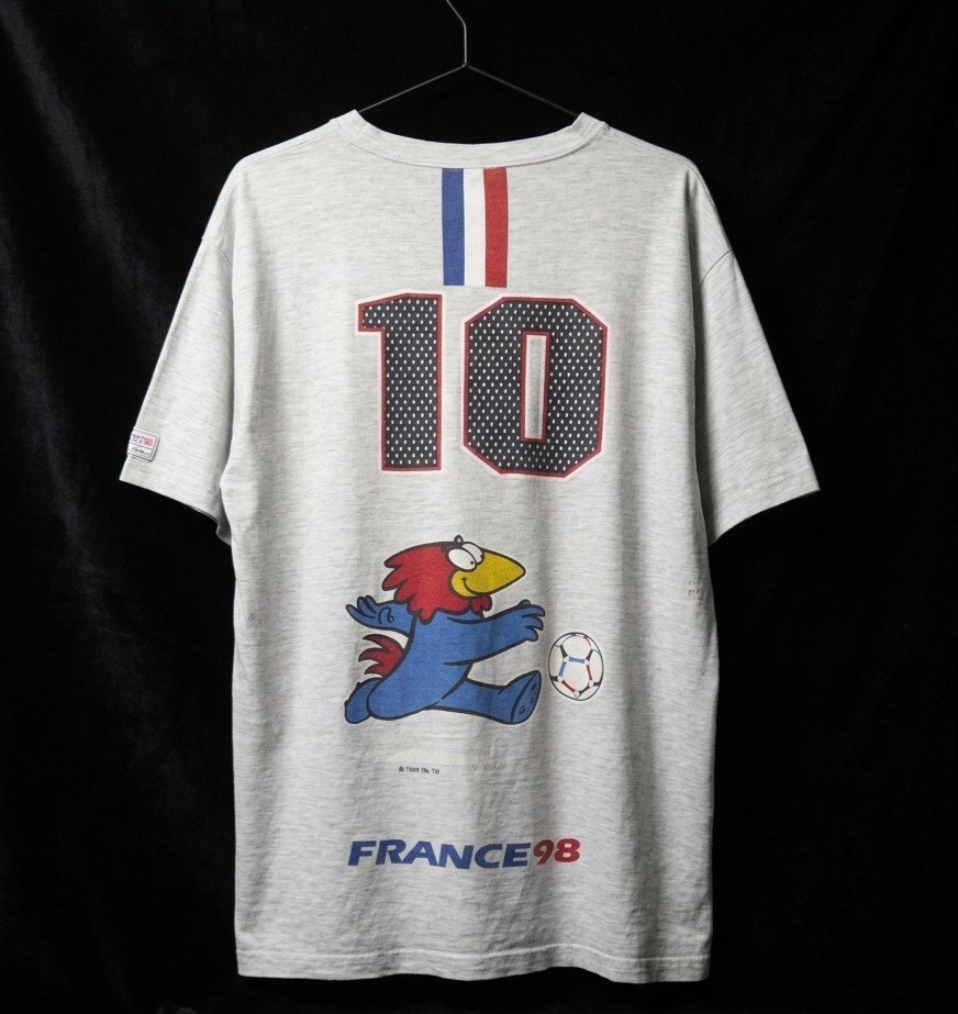 Vintage France 98 World Cup T Shirt Footix Mascot Coupe Du Monde Tee Gray AS IS