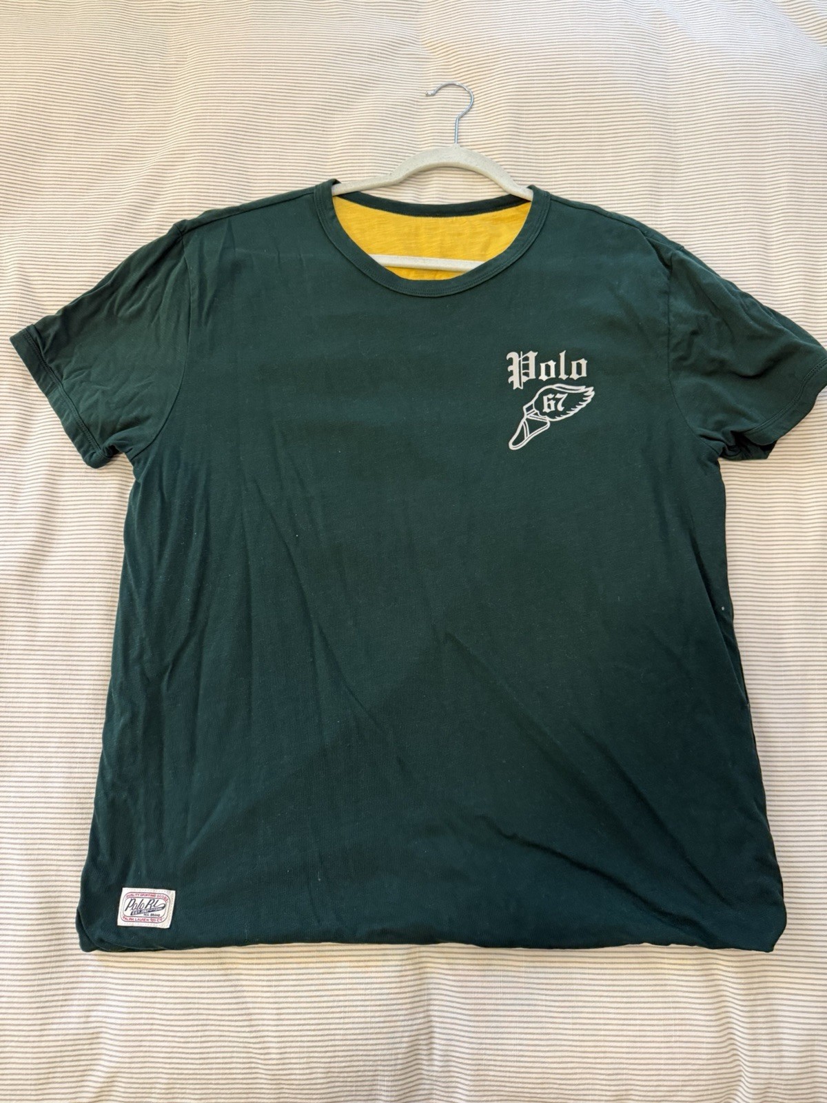 Polo Ralph Lauren Polo Athletic Reversible Heavyweight T Shirt Green Yellow