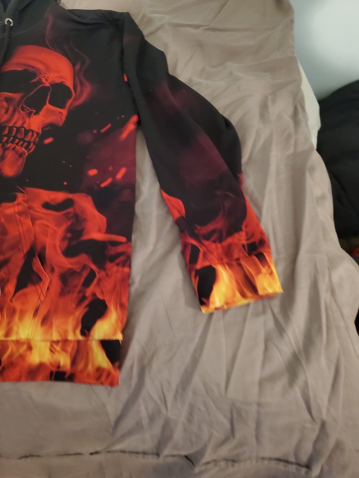 Mac Tools Mens Xl Flame Skull Long Sleeve Lightweight Hoodie