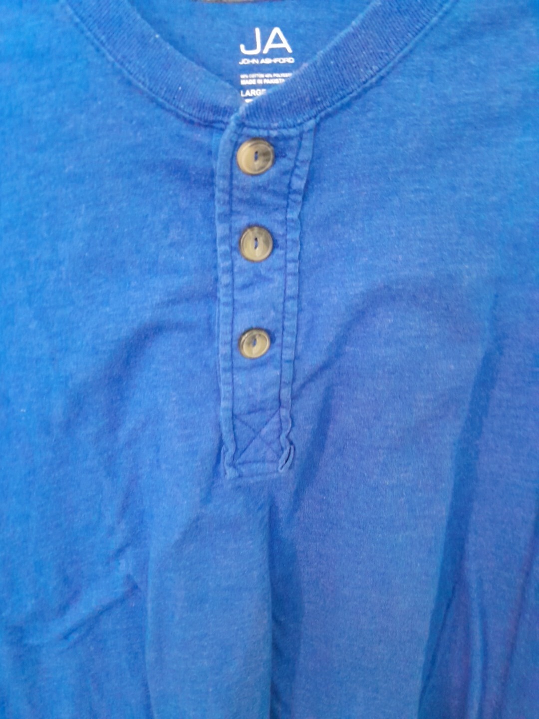 John Ashford JA Size Large Long Sleeved Blue T Shirt Nice Condition