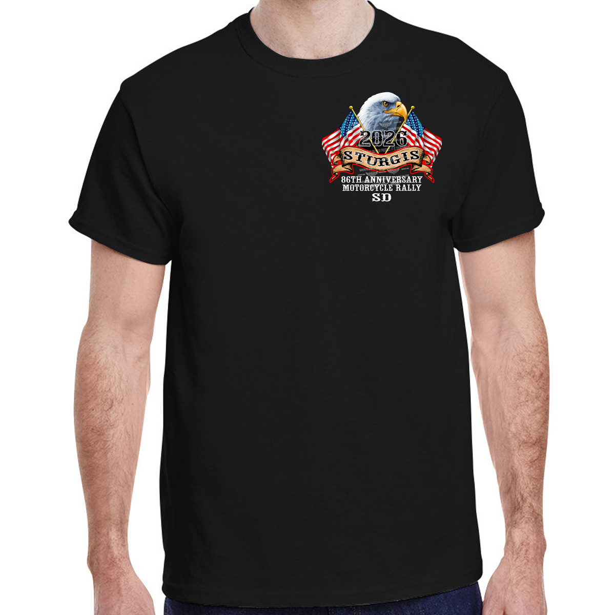 T-Shirt 2026 Sturgis Motorcycle Rally America Strong No Harley