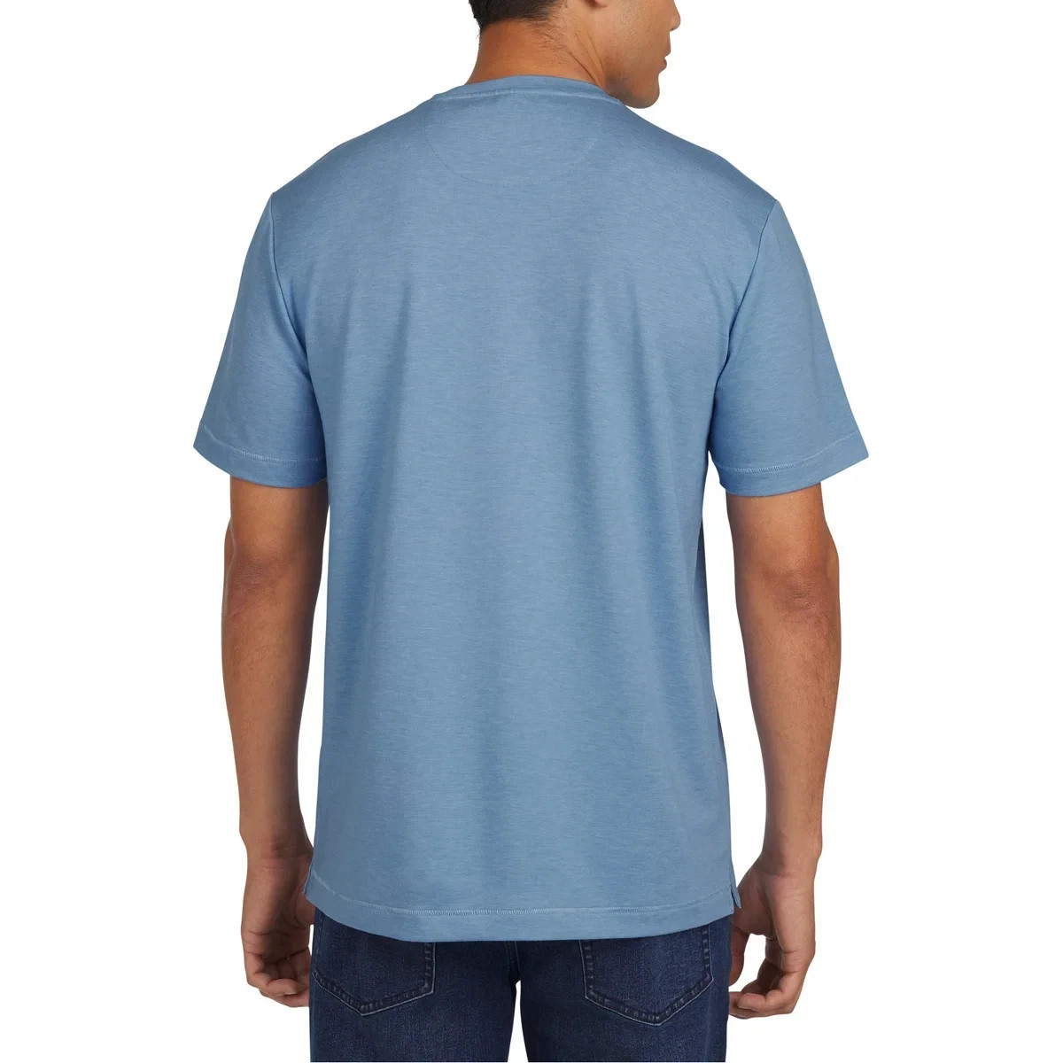 Lands’ End Men’s Classic Fit 4-Way Stretch Tee, Blue, Size S