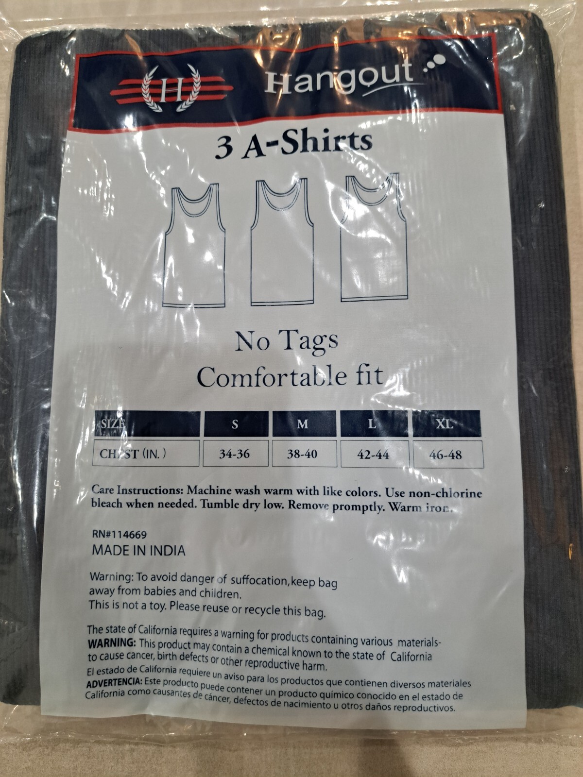 Hangout Mens A-Shirts Black Grey White Undershirt Breathable 12 Pack Size L
