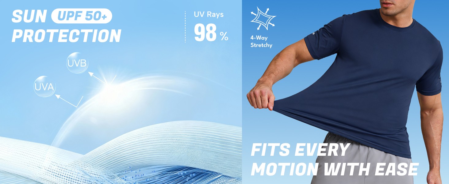 Men’s Workout Shirt Short Sleeve Quick Dry UPF 50+ UV Protection Running Gym Tee