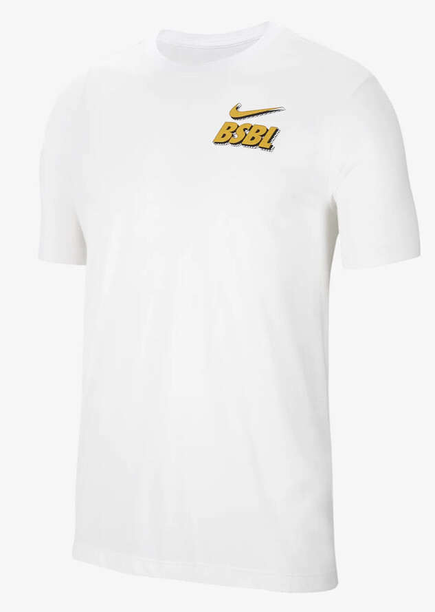 Nike Sportswear Men’s Baseball BSBL Logo Gold & White Breathable Anti-Odor Large
