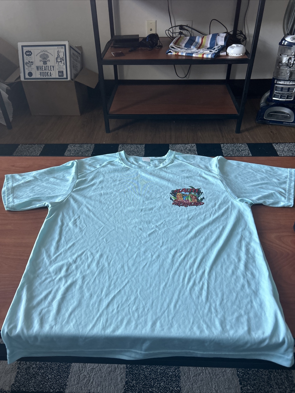 Nauti Mermaid Graphic Tee Shirt Sz L Nautical Dri Fit Blue