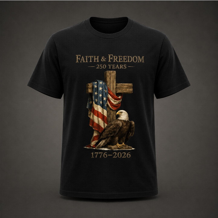 250 Years Anniversary USA T-Shirt 1776-2026 America Eagle Faith Freedom Tee Men