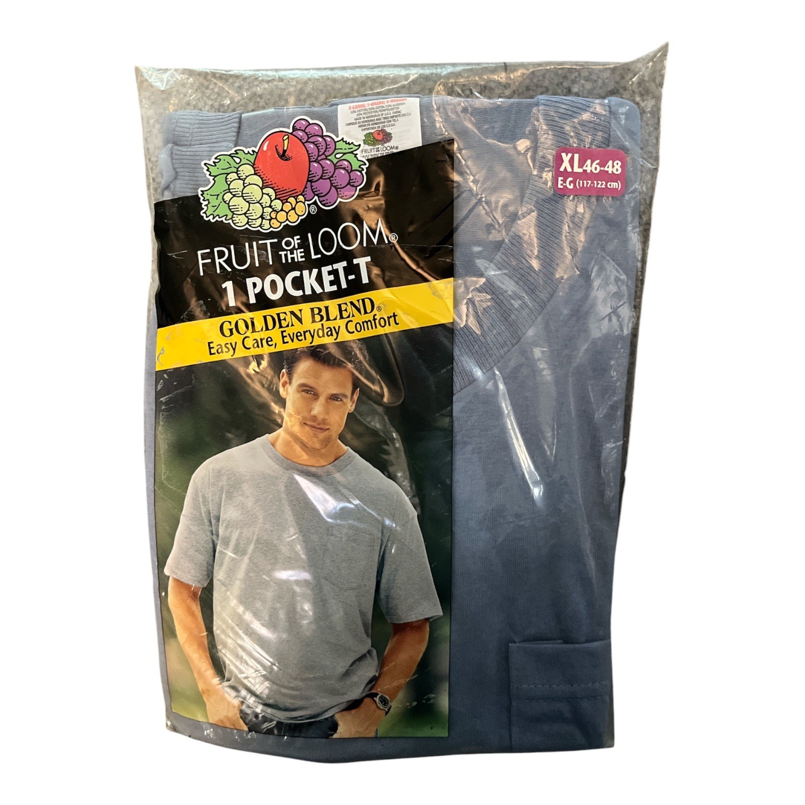 Fruit of the Loom 1 Pocket T-Shirt Blue Size XL 46-48 Golden Blend 2001 T1