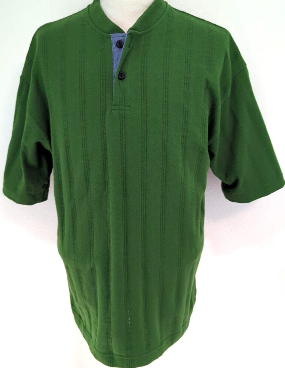 VTG 80s 90s COLUMBIAKNIT Henley T-Shirt Men’s Size M Green Ribbed USA MADE ~NEW*
