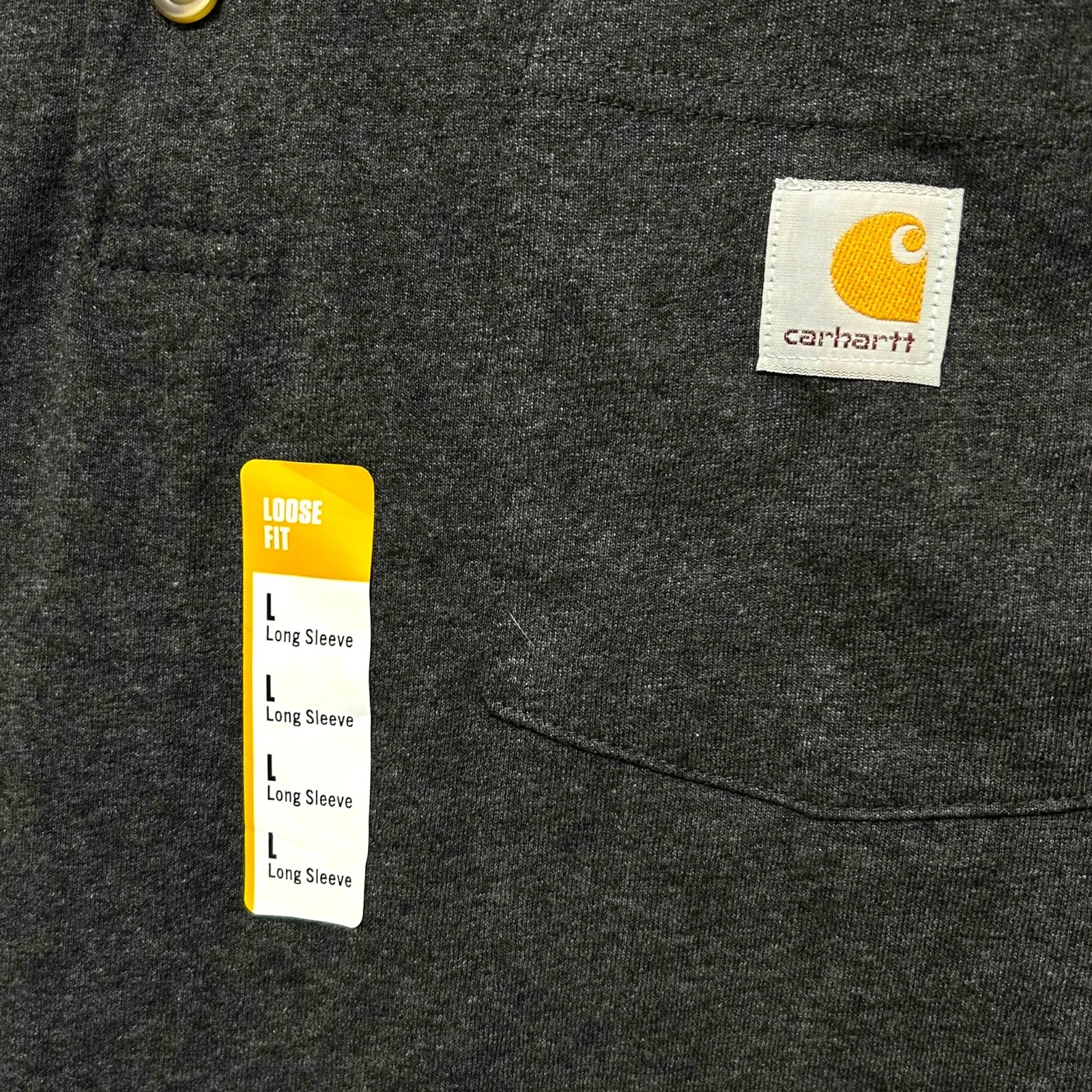 Carhartt Dearborn Loose LS Henley T-Shirt NWT Men’s Sz L Carbon Heather Casual