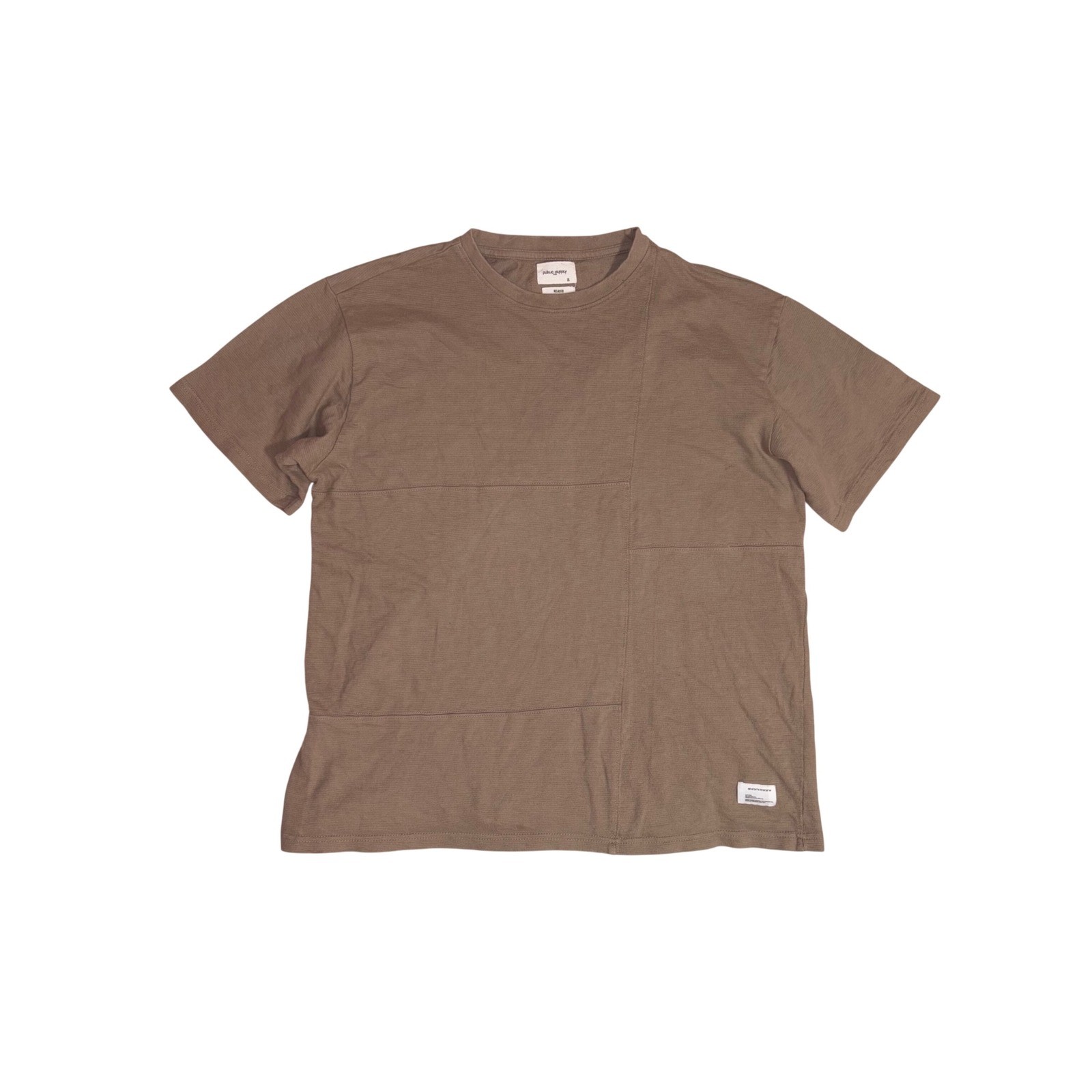 PUBLIC SUPPLY T Shirt Mens XL Brown Relaxed Fit Textured Panel Short Sleeve Tee