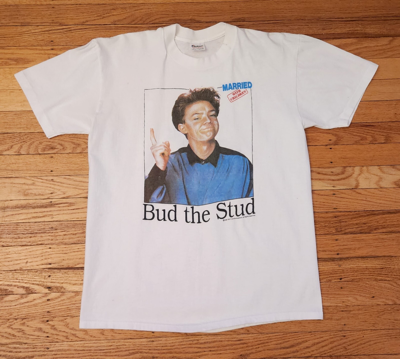Vintage 80s Married With Children Bud BUNDY TV Sitcom T-shirt L Comedy Raunchy