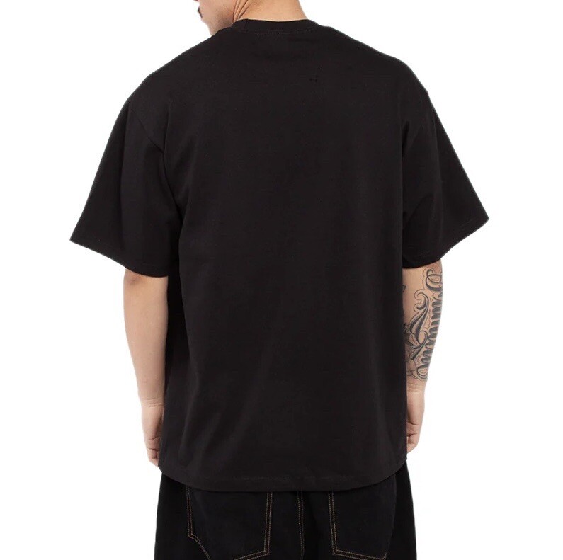 7.5oz Heavyweight Solid Black Short Sleeve T shirt Streetwear
