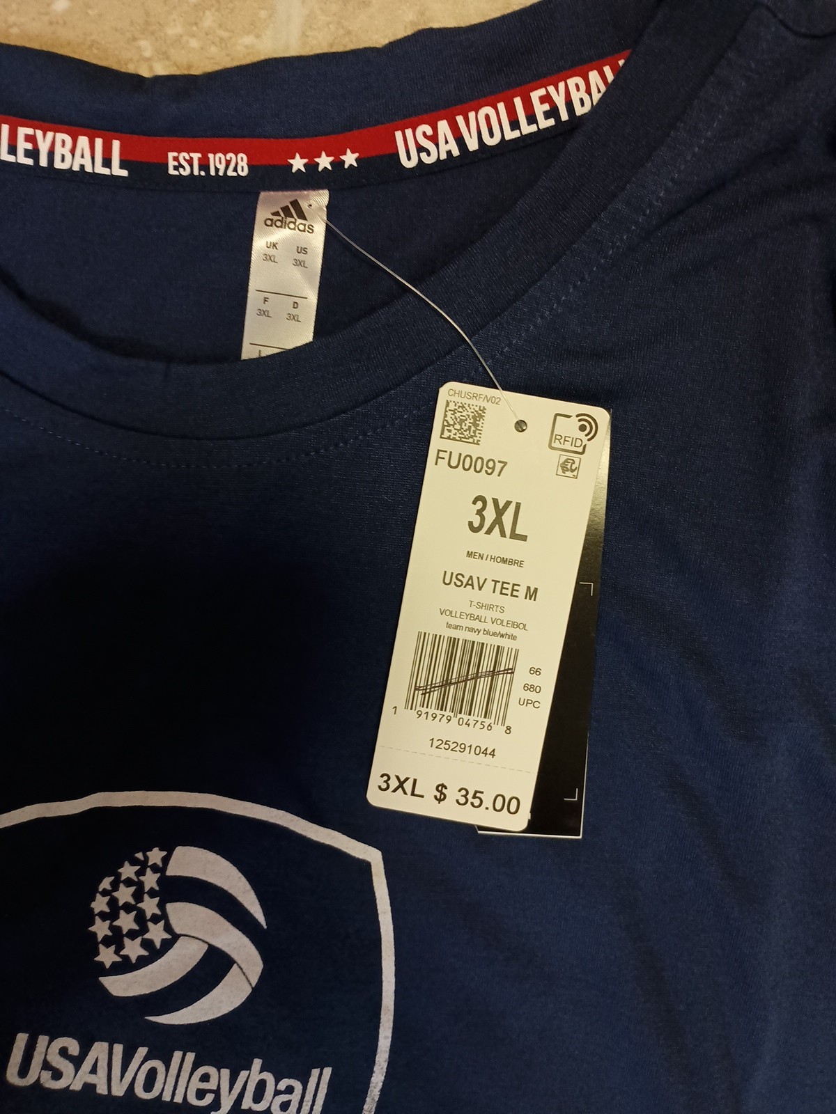 Mens New Adidas Team USA Olympics Volleyball Jersey Shirt 3XL NWT