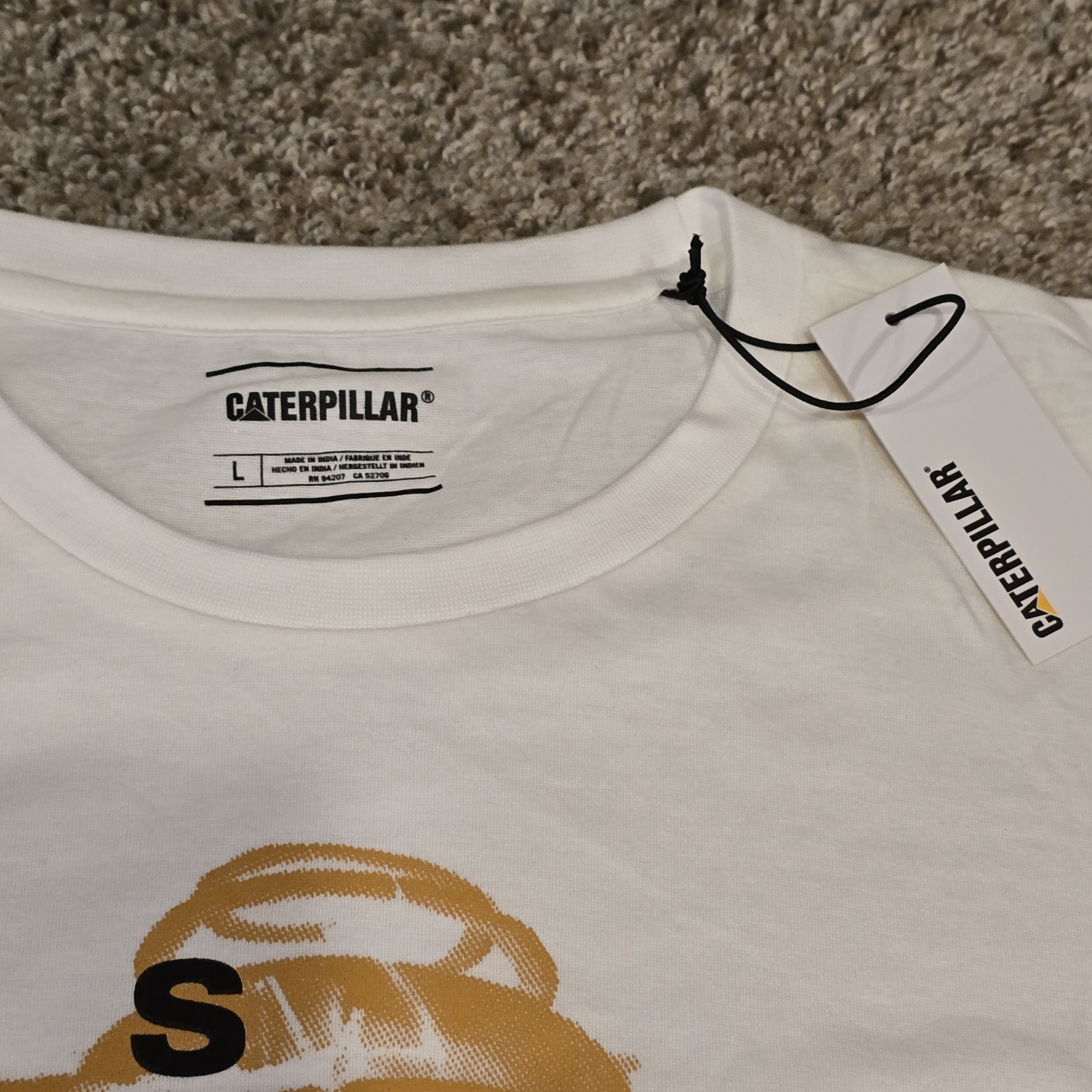 CAT Caterpillar Men’s Size L Large Workwear White Self Edge Logo New!