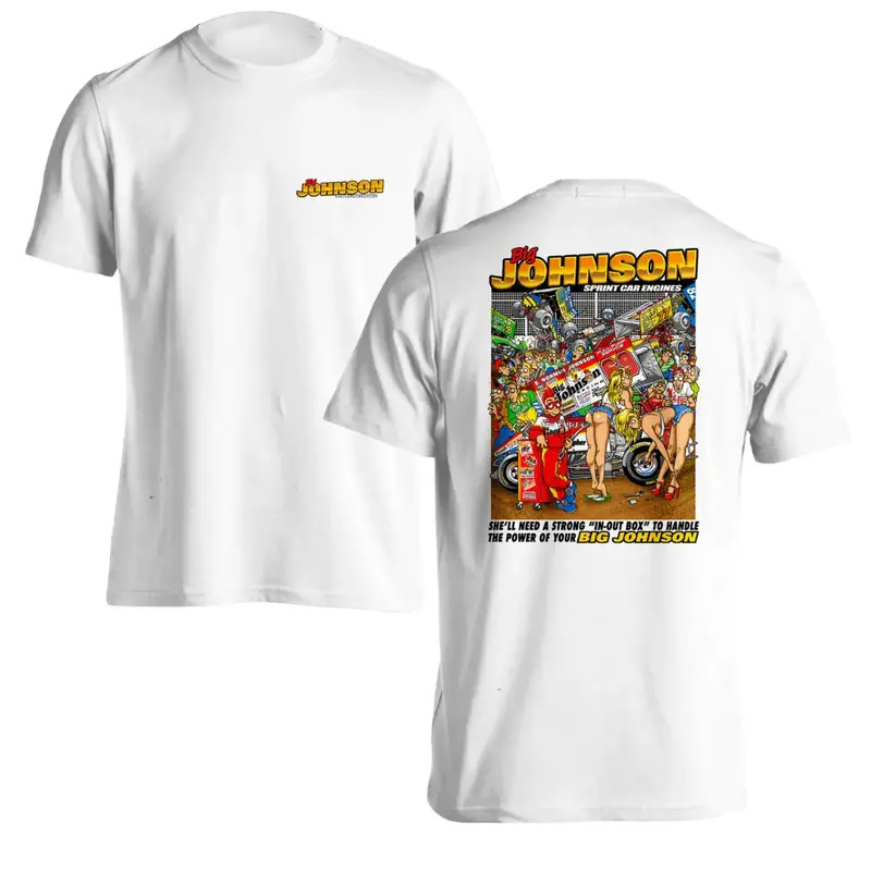Big Johnson Sprint Car Engines Graphic T-Shirt, Funny Racing Vintage Tee, Retro