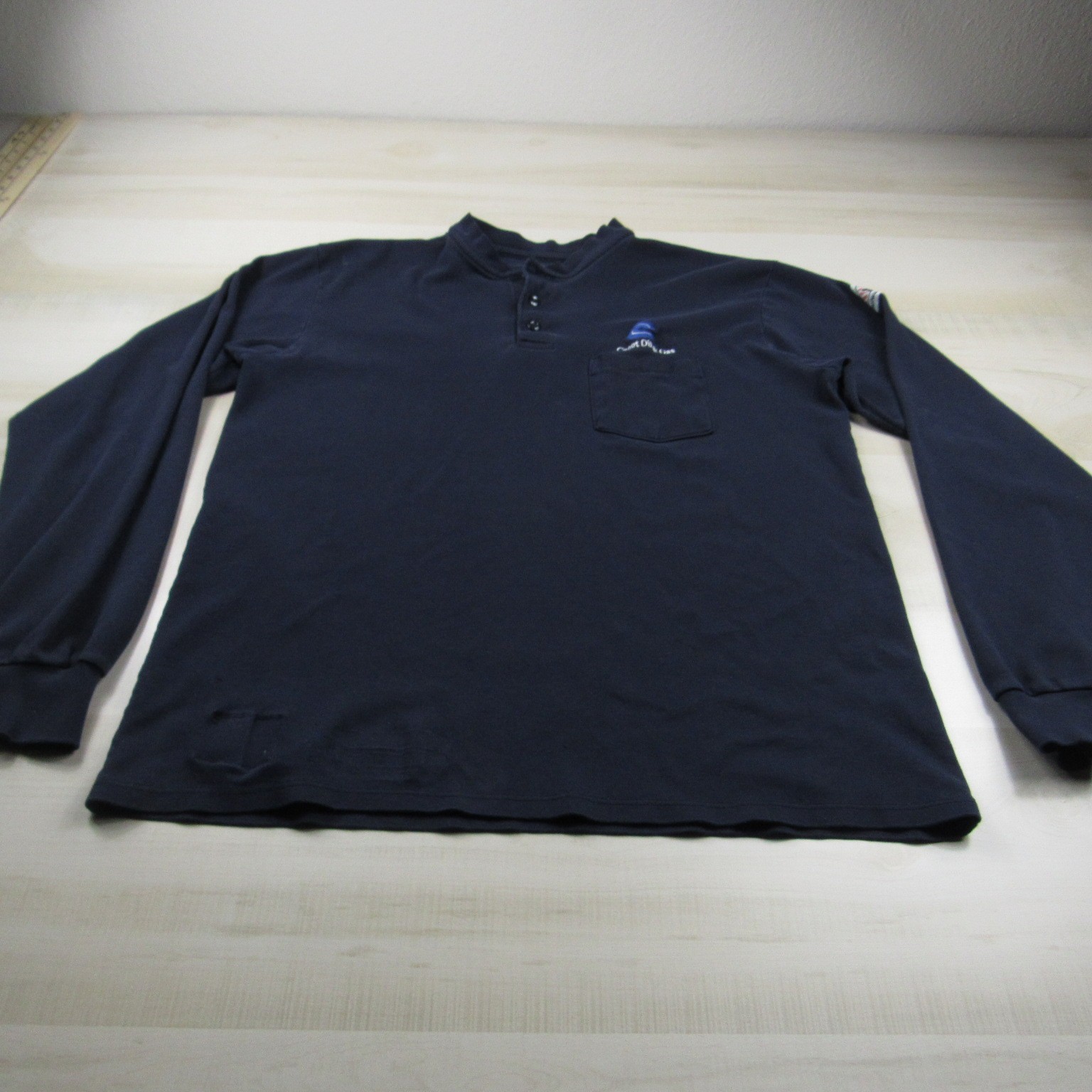 Bulwark Shirt Mens Large Blue Henley FR Fire Resistant Pocket Cat 2 Workwear
