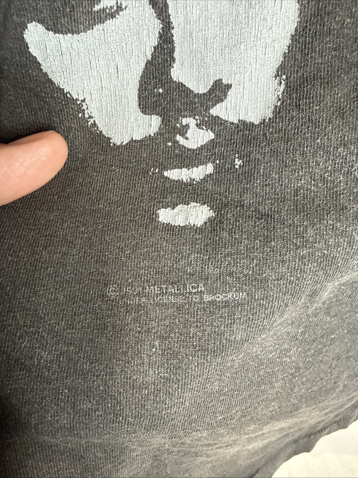 Vintage Metallica Shirt Mens XL Black 90s 1991 Tour Back Hit Album Faces Band