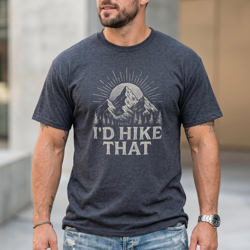 Funny Hiking Retro Mountain Outdoors Gildan Tee