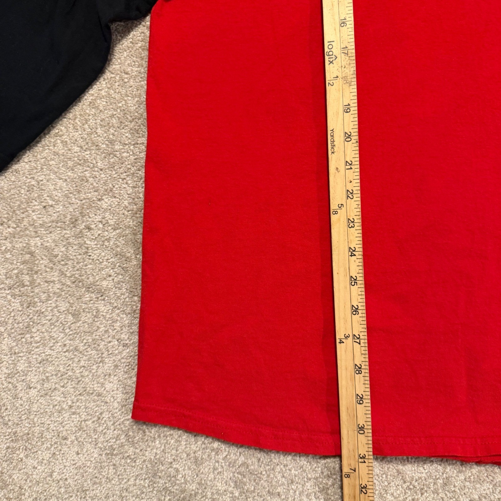Champion Raglan Tee Mens XL Red Black 3/4 Sleeve Baseball Shirt T137