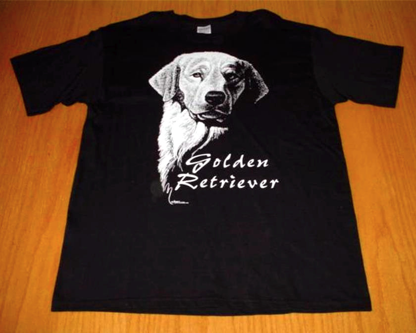 New Golden Retriever Dog Black Cotton T-Shirt Men’s Woman’s Adult Size Large