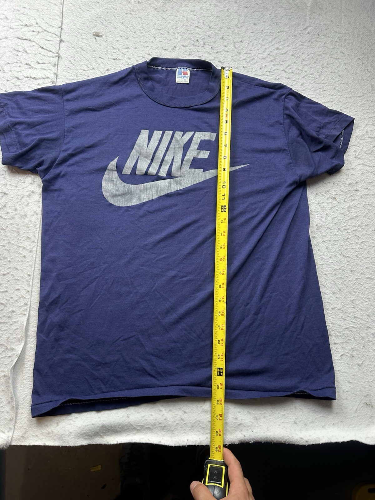 Vintage Men’s Nike Swoosh Spellout Graphic Shirt 80s Russell Athletic Sz M RARE