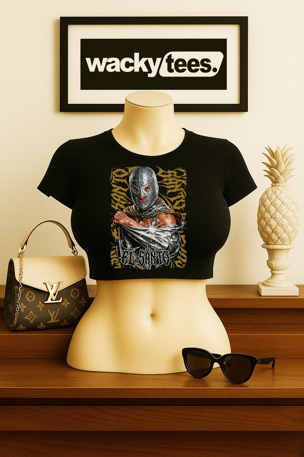 Lucha Libre El Santo Luchador Wrestling Oro Retro Style Graphic Tee Shirt