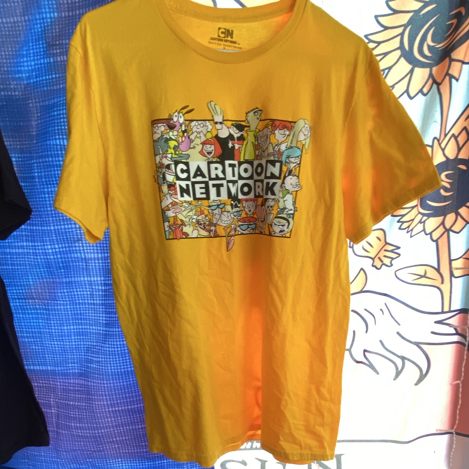 Cartoon Network Men’s L Yellow Graphic Logo Crew Neck Short Sleeve Cotton Tee