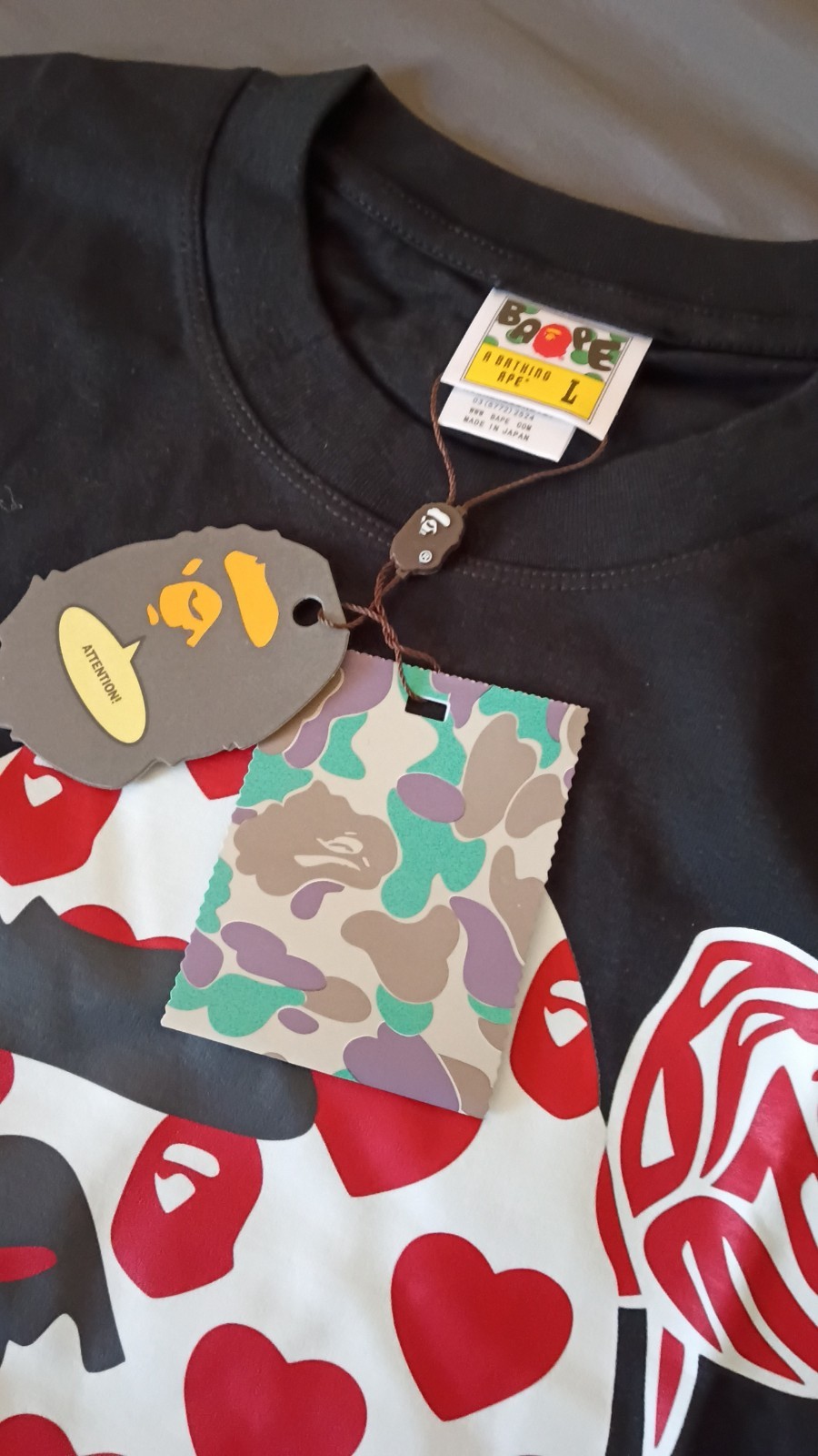 A Bathing Ape BAPE Ape Head Black Graphic Logo Tee Cotton Crew Neck Men’s L