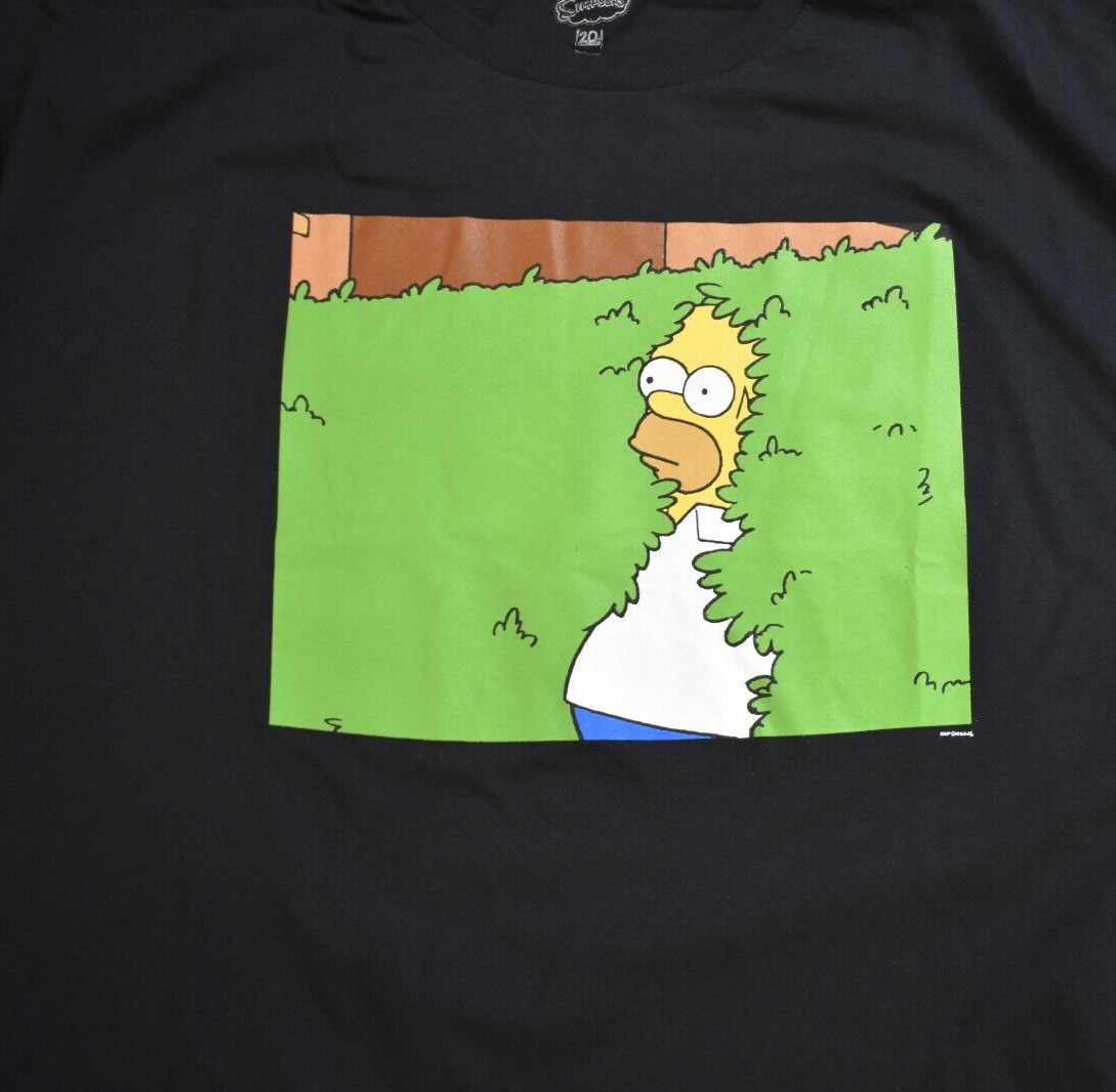 The Simpsons Mens Homer Simpson Emerging From A Bush Black Shirt New S-2XL