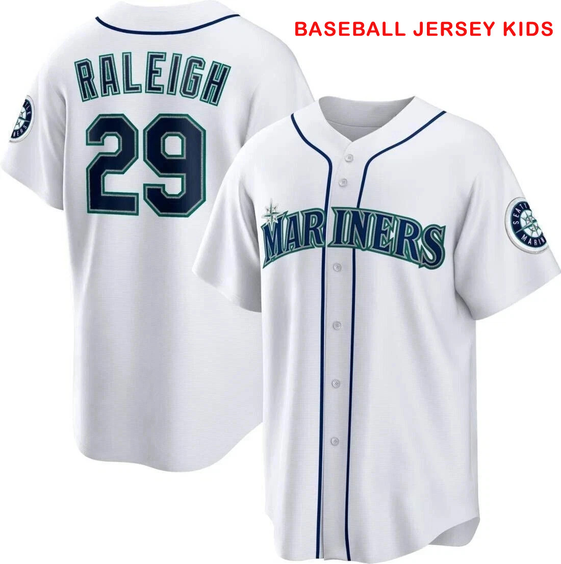 New Seattle Cal Raleigh Baseball Jersey kids Size S-5XL 2 SIDE M1R79