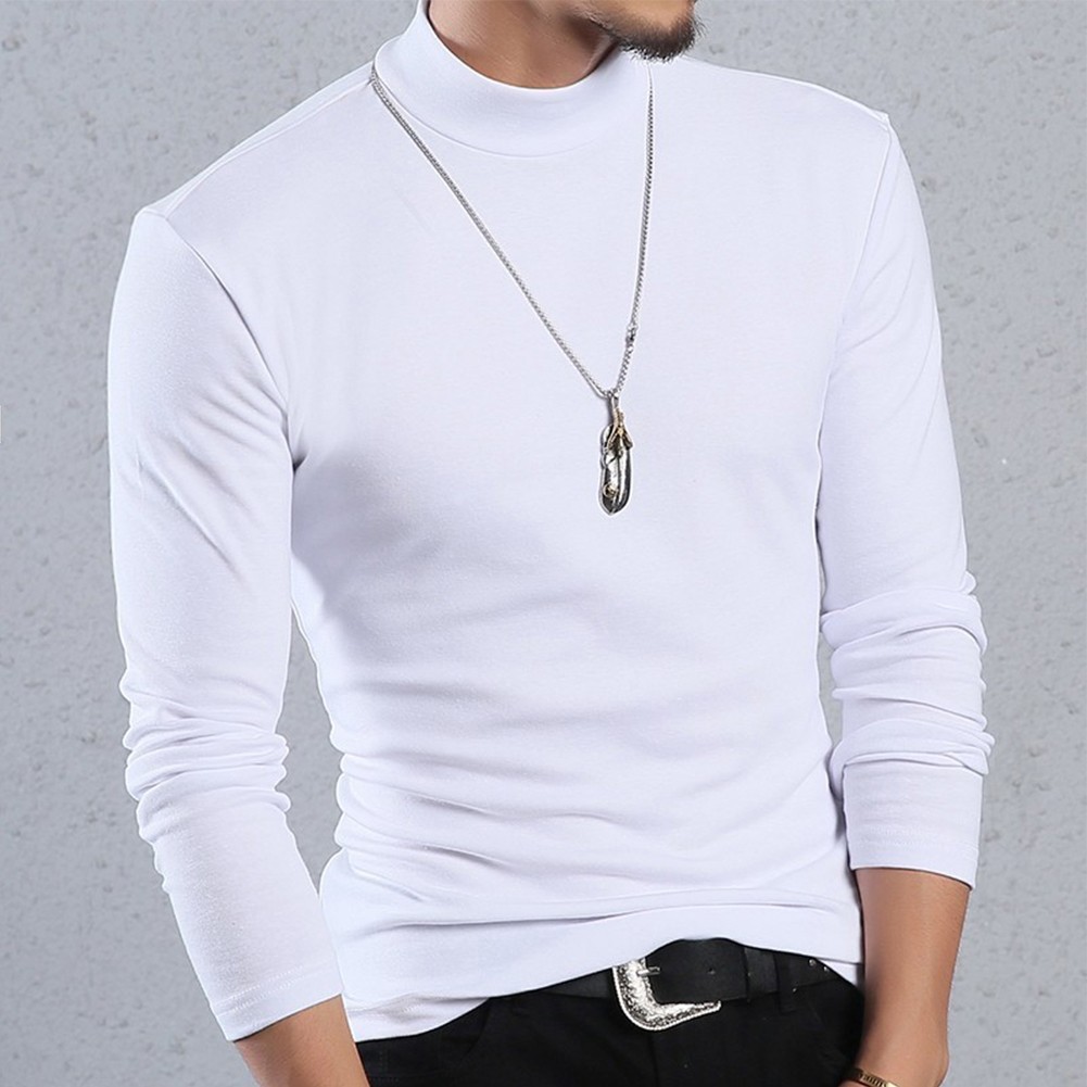 Casual Mens Long Sleeve Thermal Tops with Half Turtleneck Design for Comfort