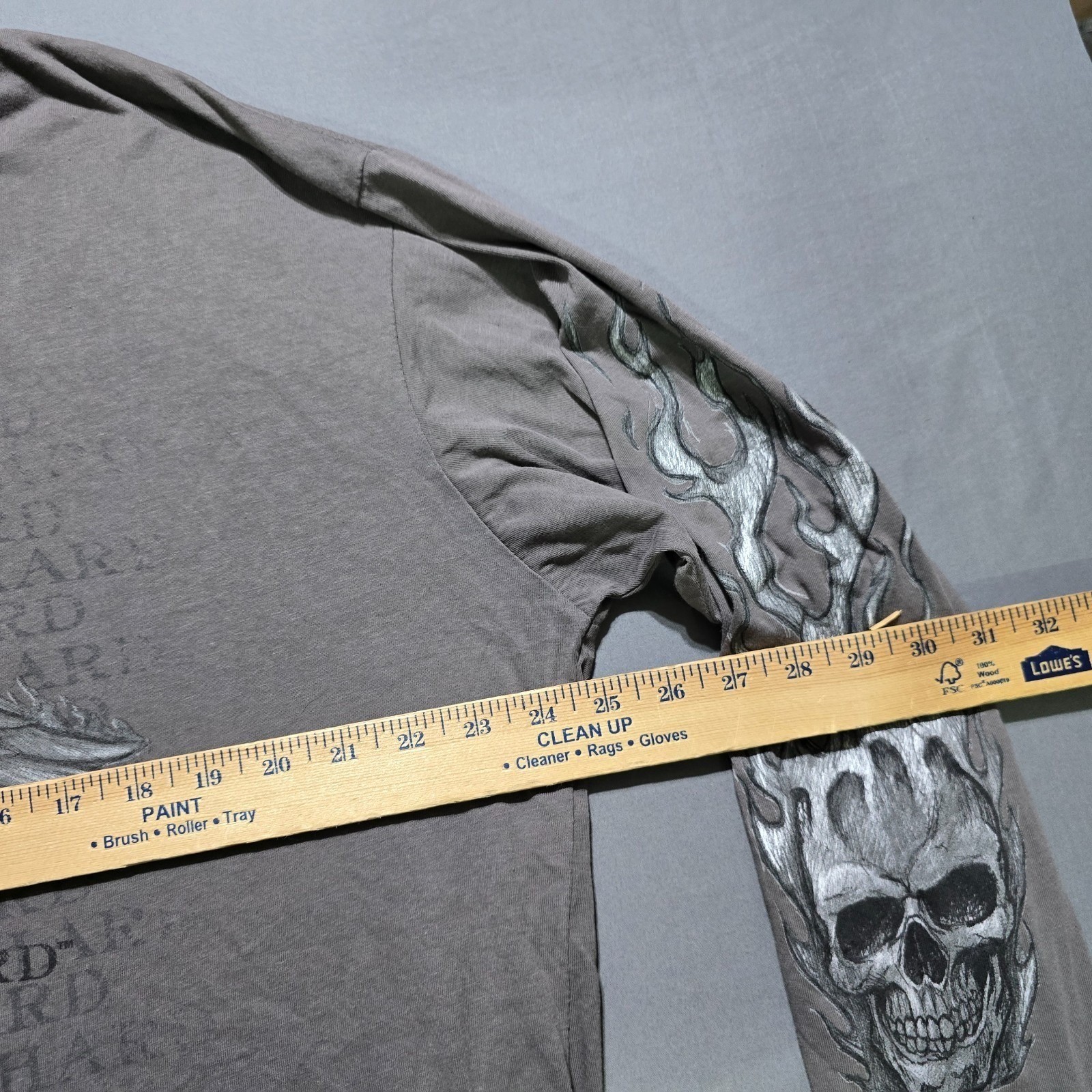 Next Level Ride Fast Live Hard Long Sleeve Men 2XL Gray Skull Flame Graphic Tee