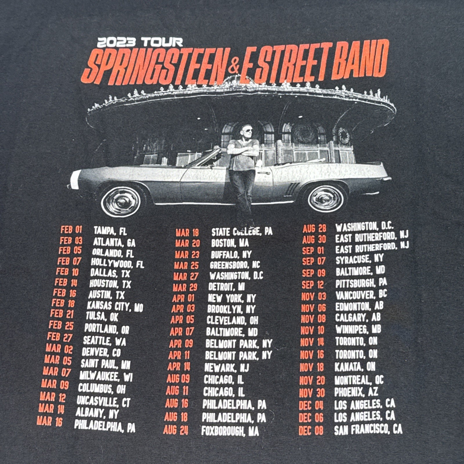 Bruce Springsteen & The E Street Band US Tour 2023 Shirt Black XL Double Sided