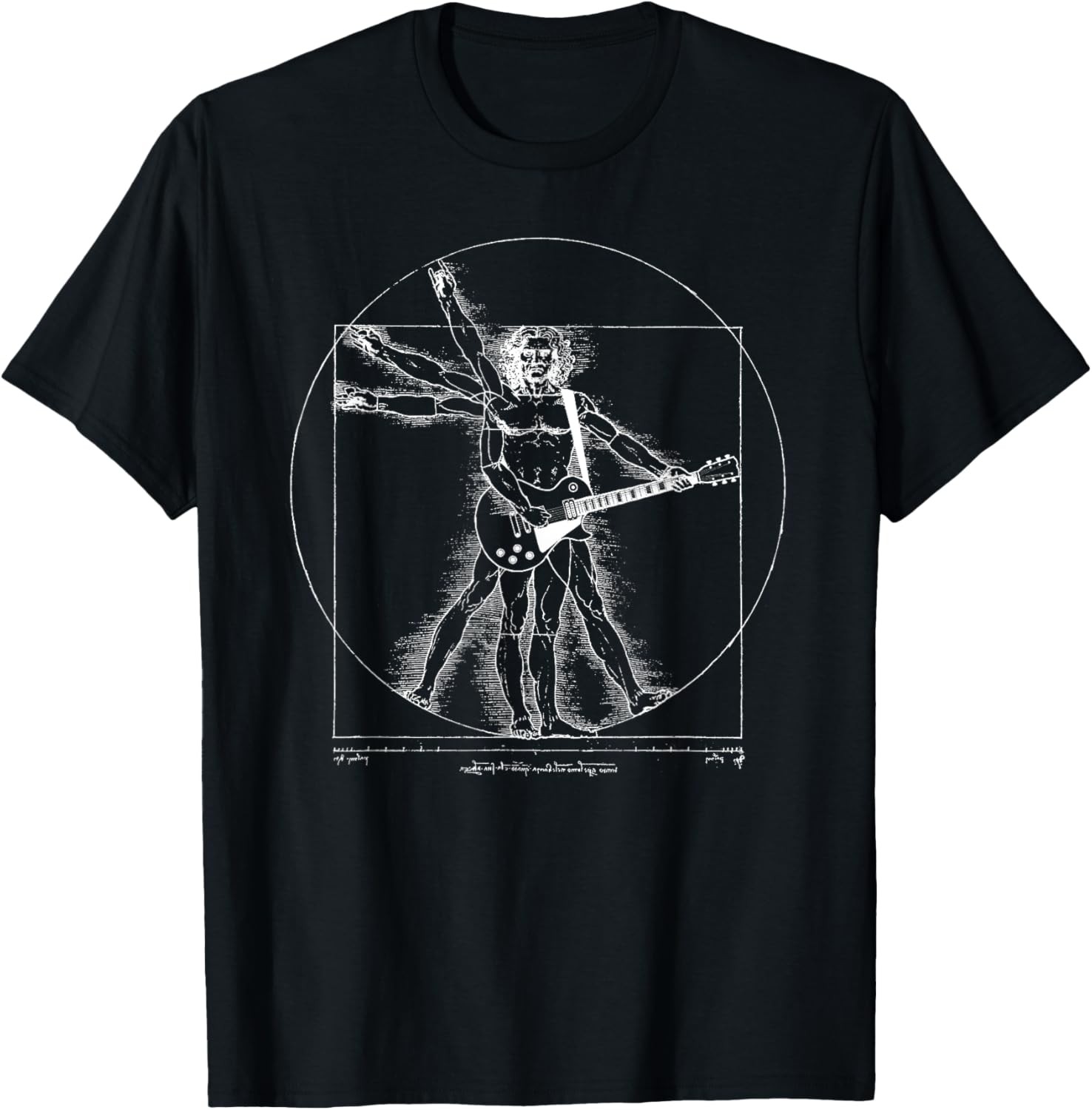 Funny Guitar Player Da Vinci Vitruvian Man Musicians T-Shirt