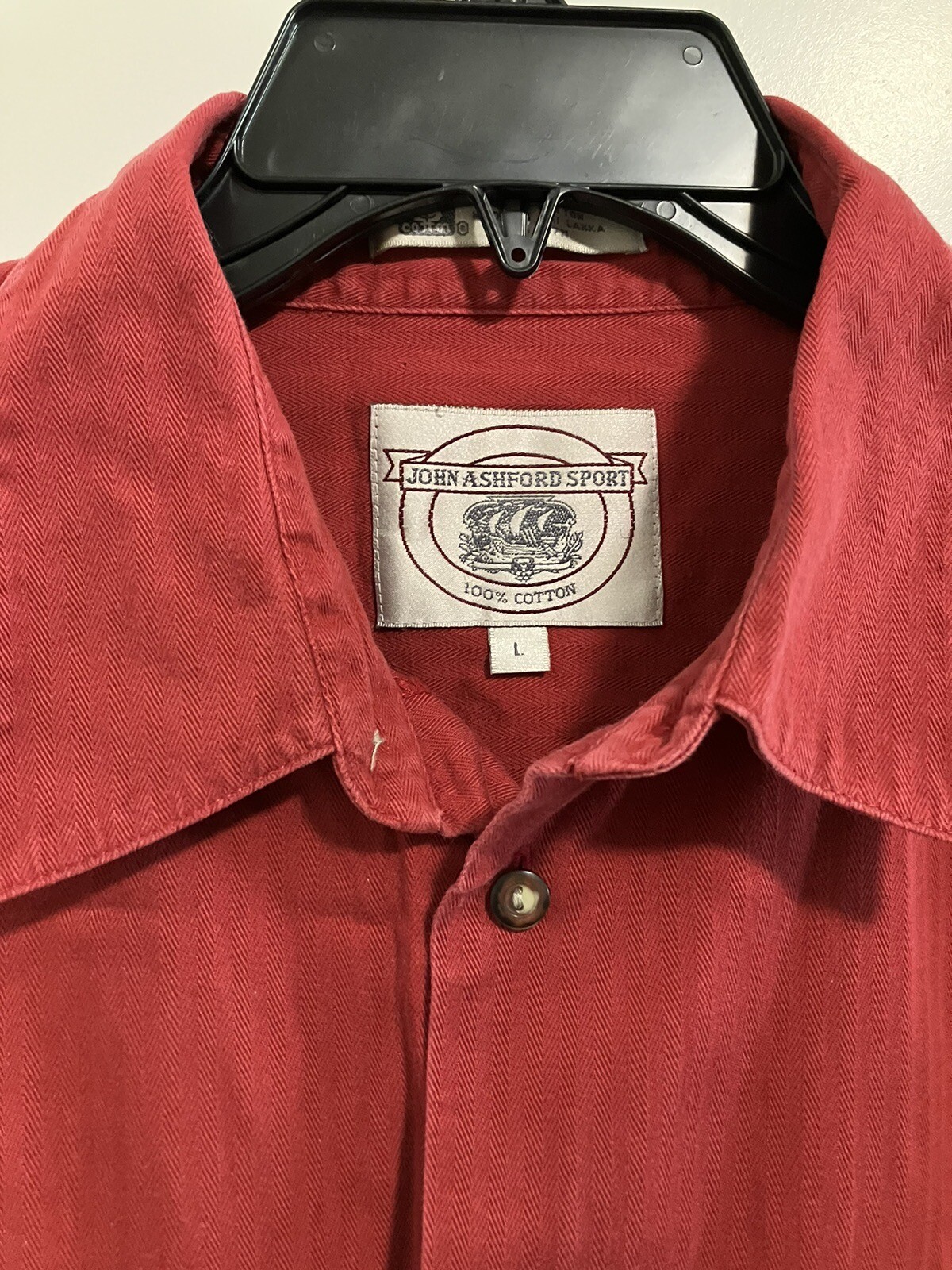 Vintage 90’s Hipster Red Shirt John Asheford Sports Large 💯% Cotton *Read Descr