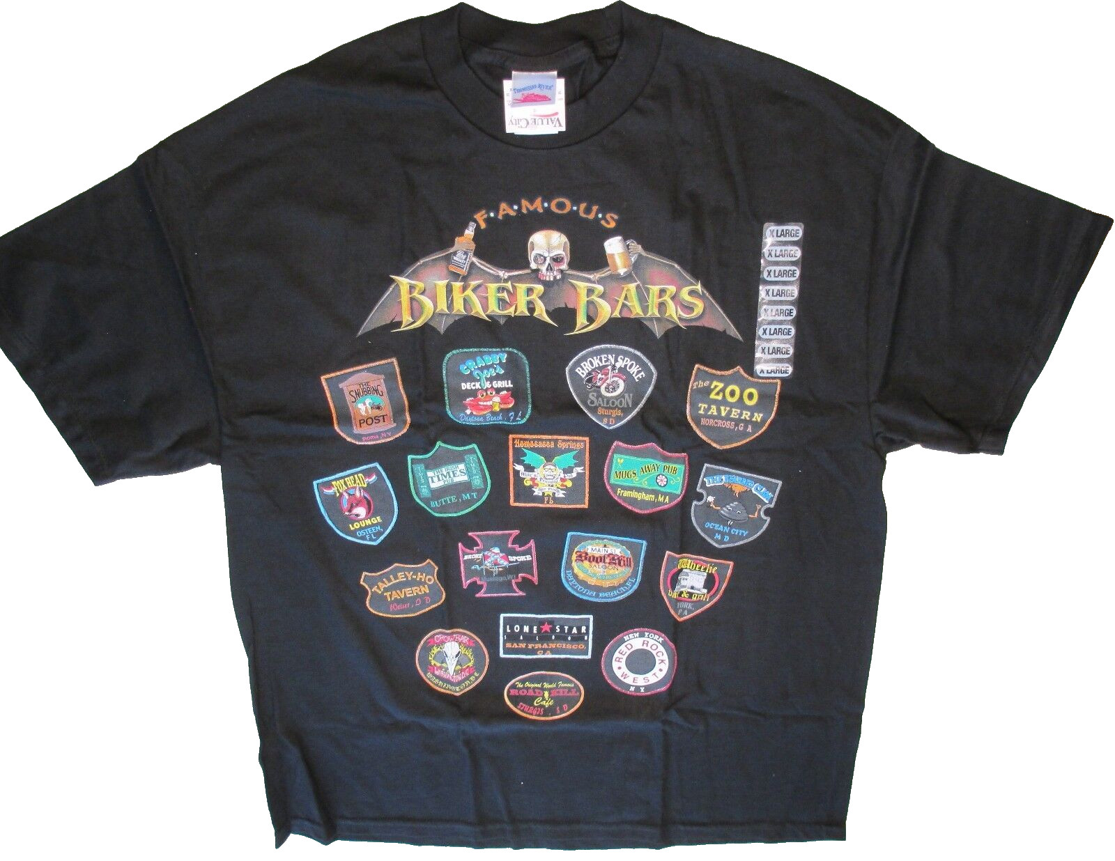 Famous Biker Bars T-Shirt Medium 36″ Chest NOS USA Screen Print 1990’s
