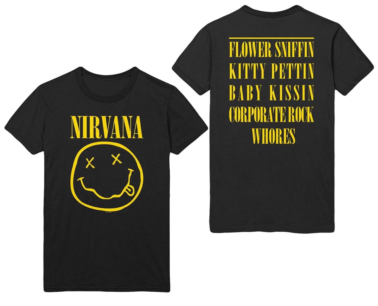 Authentic Nirvana Yellow Happy Face Flower Sniffin’ T-Shirt S-2XL NEW