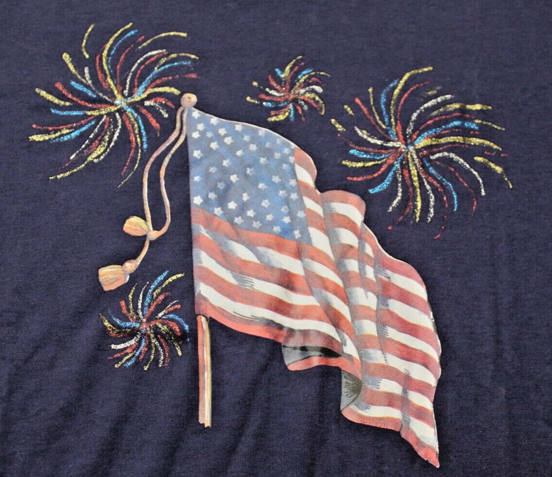 Vintage Jerzees Home Made Single Stitch Flag Fourth Of July T Shirt Men’s XXL