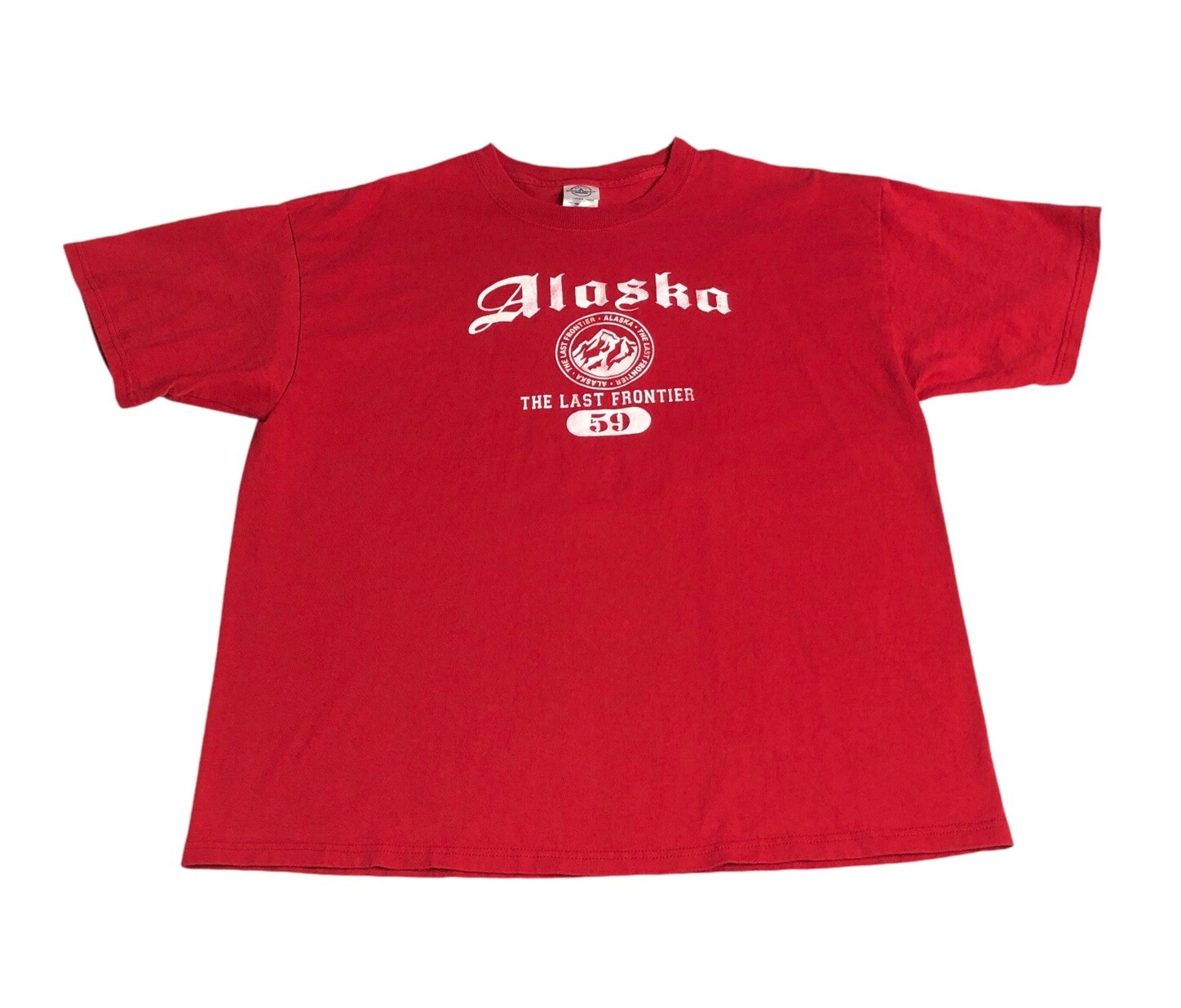 Vintage Y2K Alaska Shirt Mens XL Red The Last Frontier Graphic Cotton Outdoor