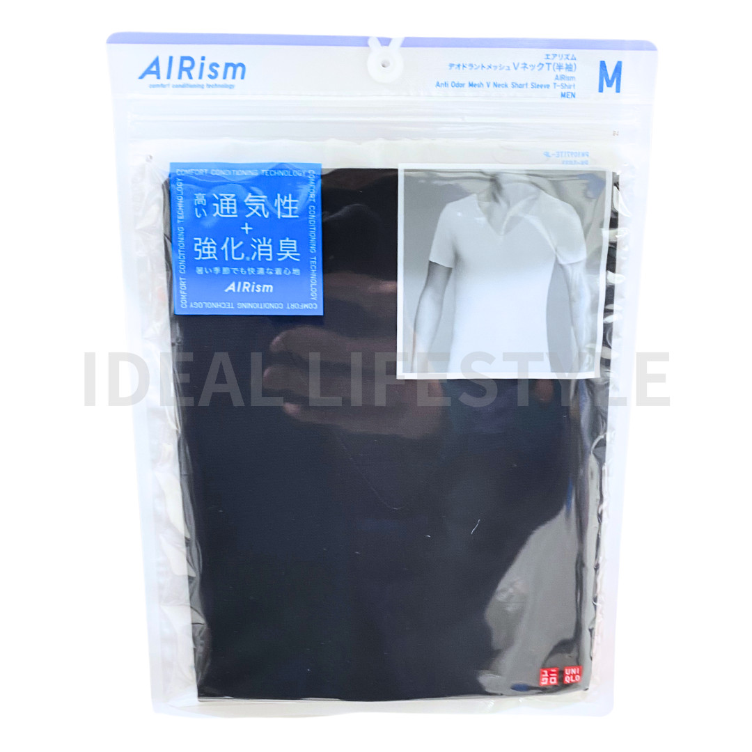 UNIQLO AIRism Mesh Anti-Odor V-Neck T-Shirt S-4XL White/Black/Beige 464308 NWT