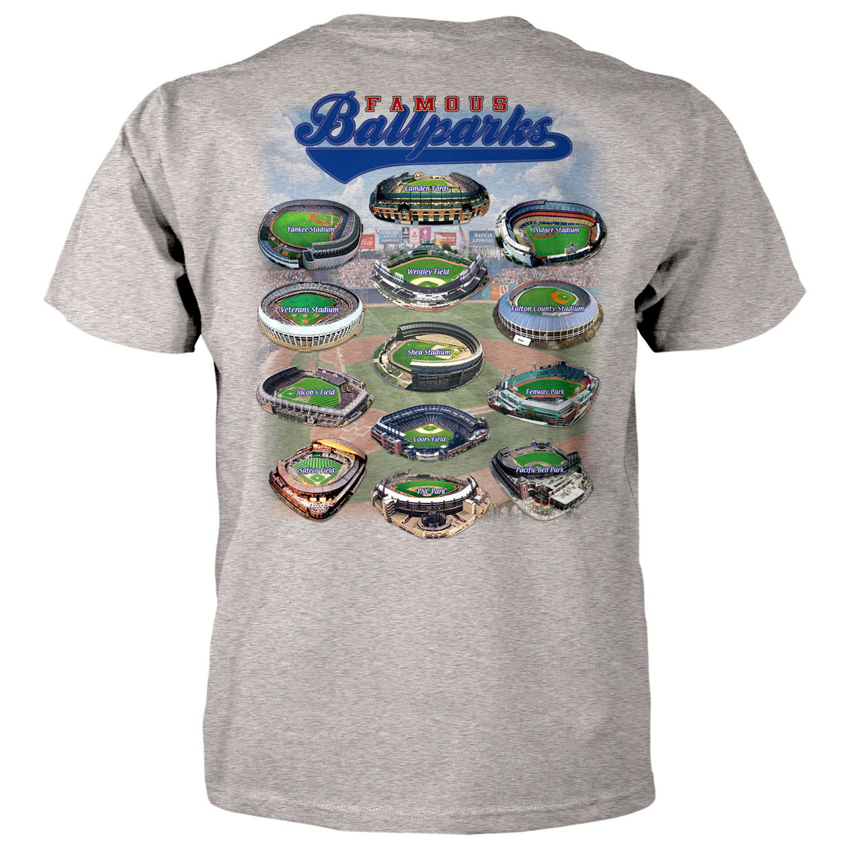 Famous Ballparks In America T-Shirt – Father’s day Gift Wrigley Coors PNC Yankee