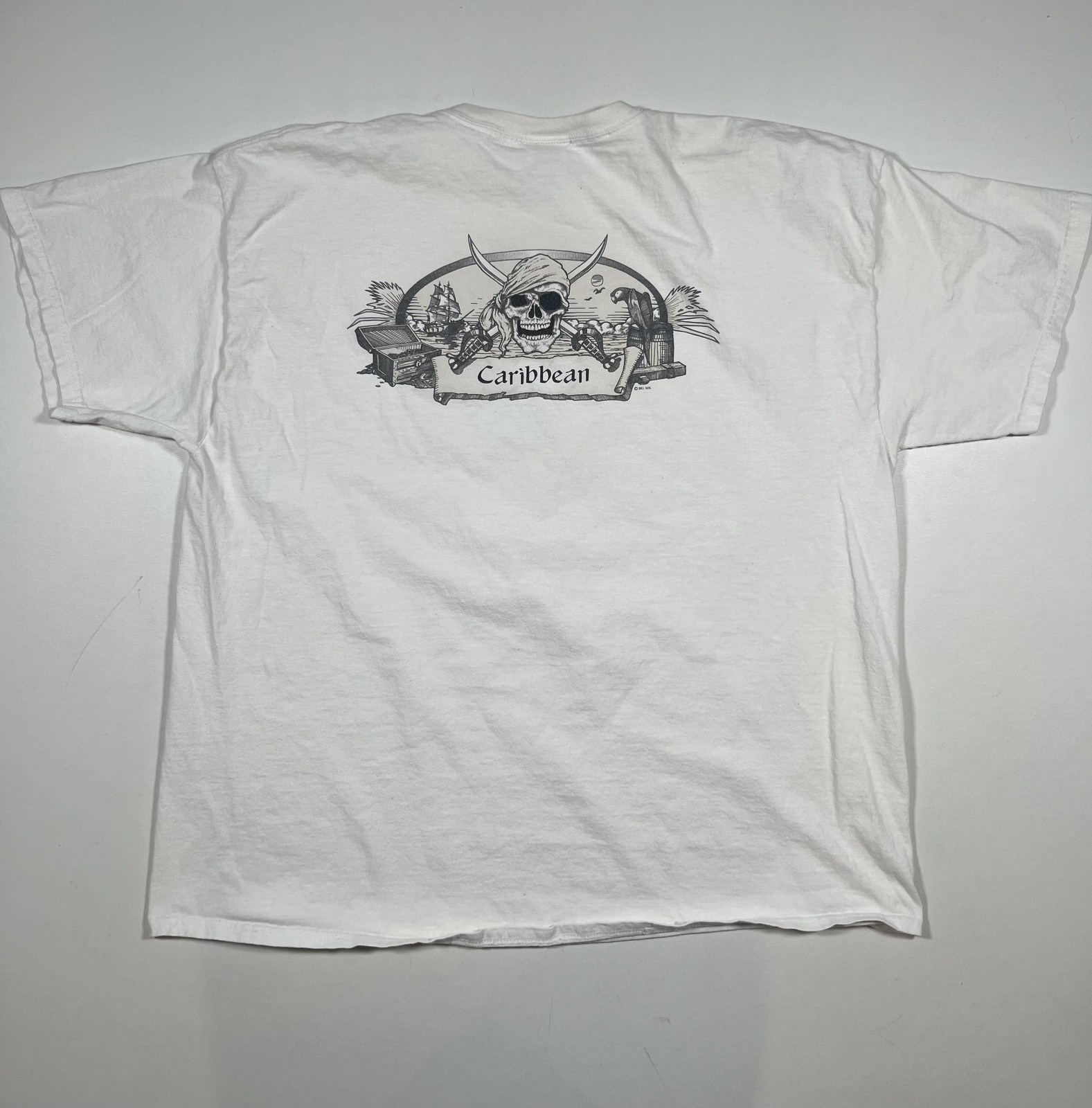 Cayman Islands Caribbean Pirates Shirt Mens 2XL White Del Sol Skull Graphic Tee