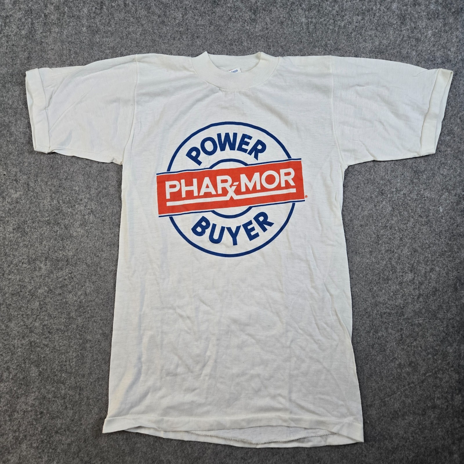 VTG 80s Phar-Mor Power Buyer Drug Pharmacy T-Shirt Size M Single Stitch White